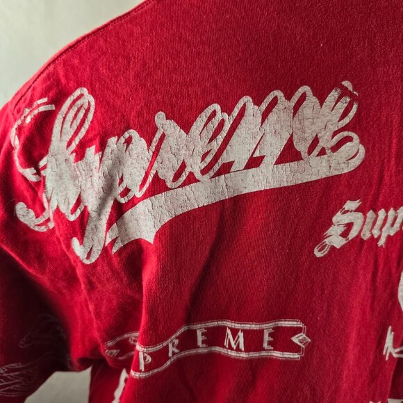 Supreme Multi Logo Tee Mens Medium Red White Made in USA Skater Streetwear Crew - Picture 7 of 10